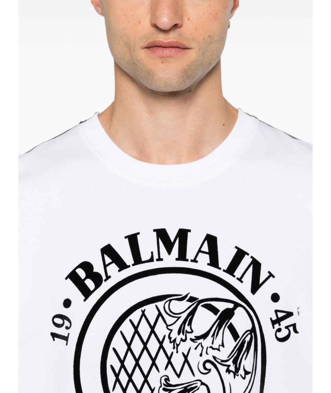 BALMAIN Белая хлопковая футболка, фото 4