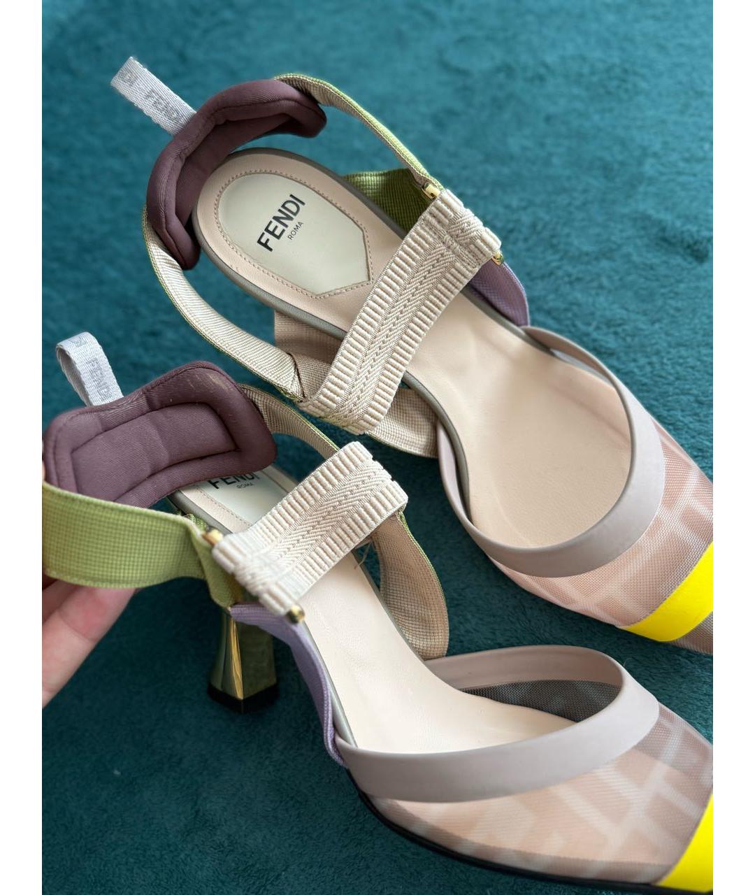 FENDI Мульти текстильные лодочки на низком каблуке, фото 5