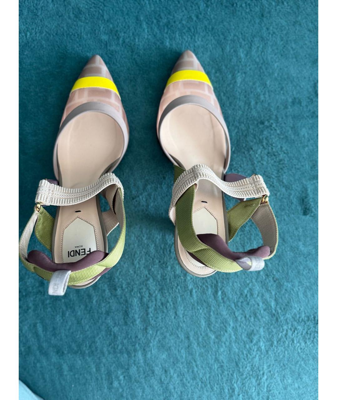 FENDI Мульти текстильные лодочки на низком каблуке, фото 3