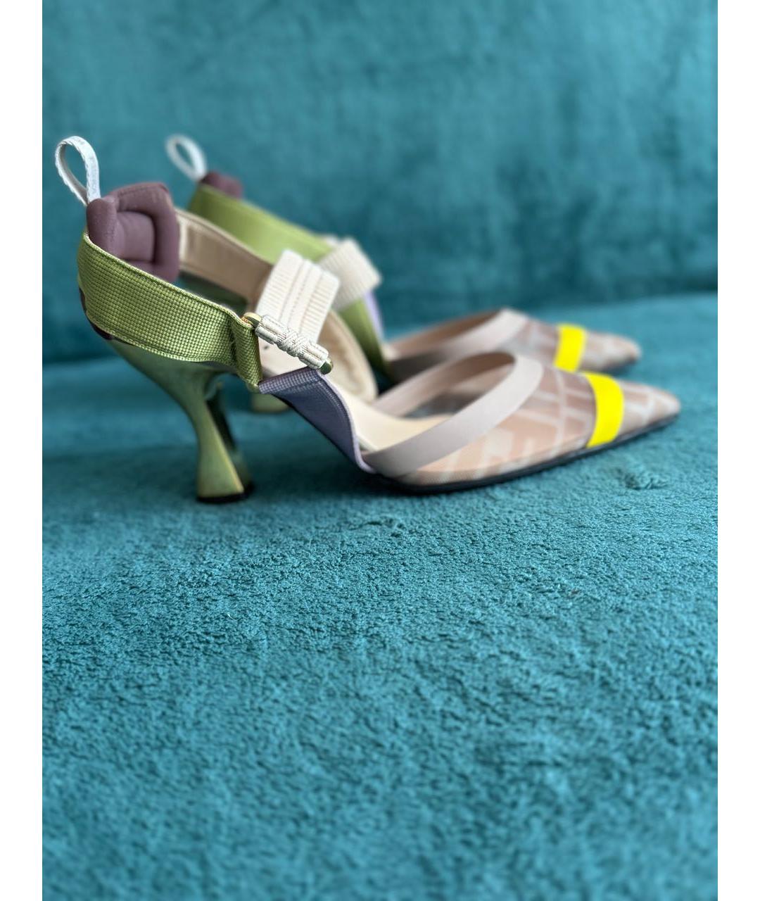 FENDI Мульти текстильные лодочки на низком каблуке, фото 9