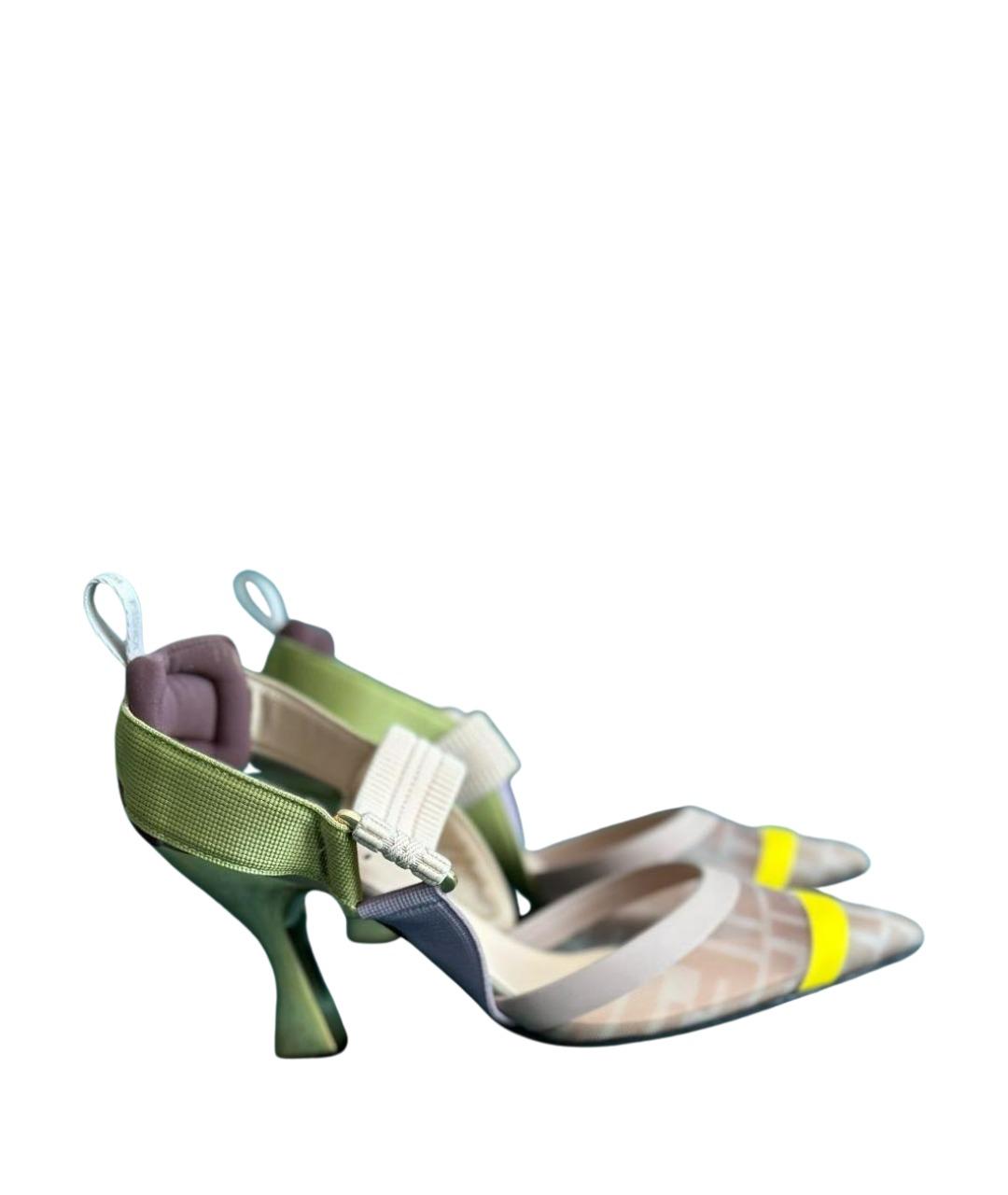 FENDI Мульти текстильные лодочки на низком каблуке, фото 1
