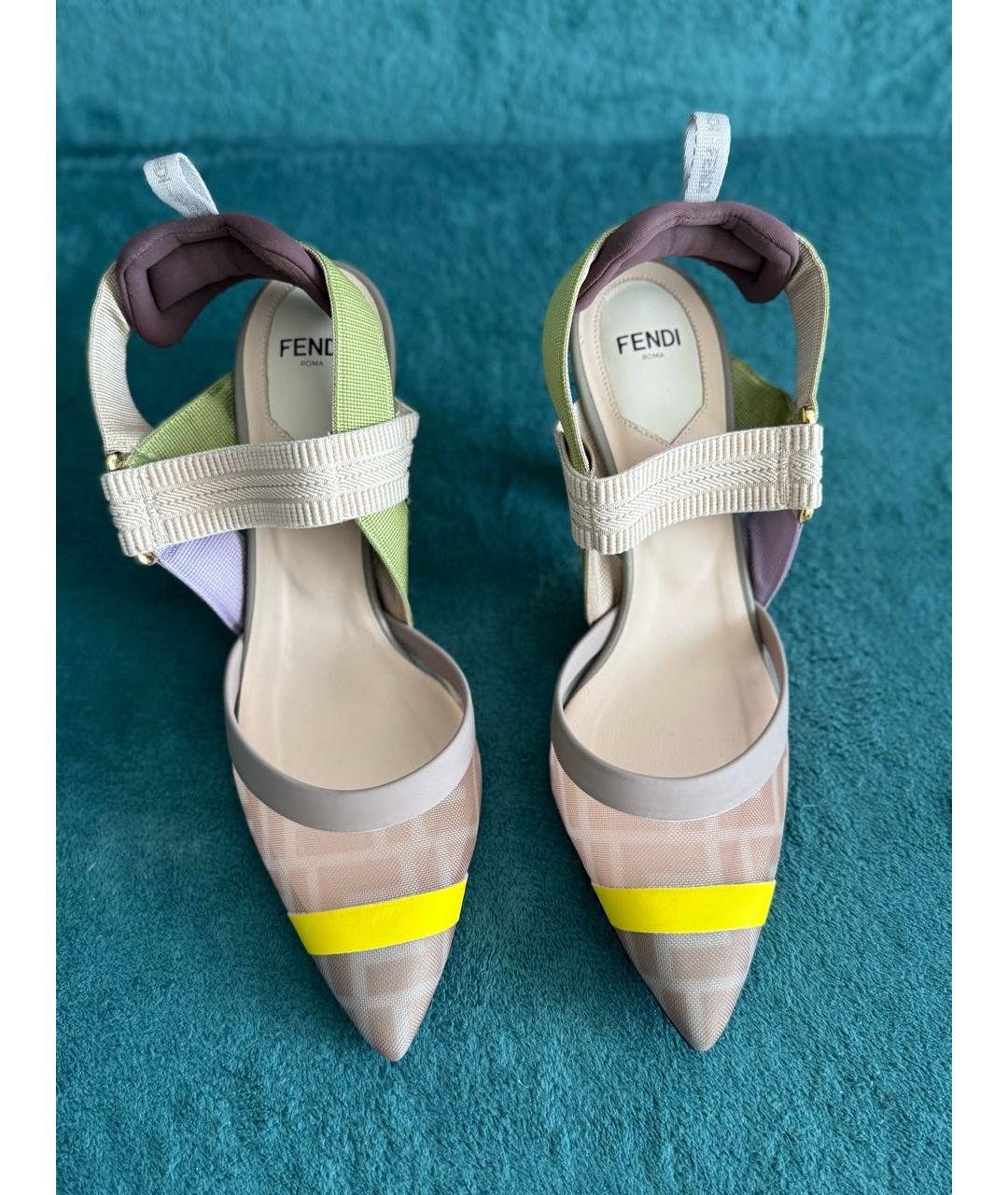 FENDI Мульти текстильные лодочки на низком каблуке, фото 2