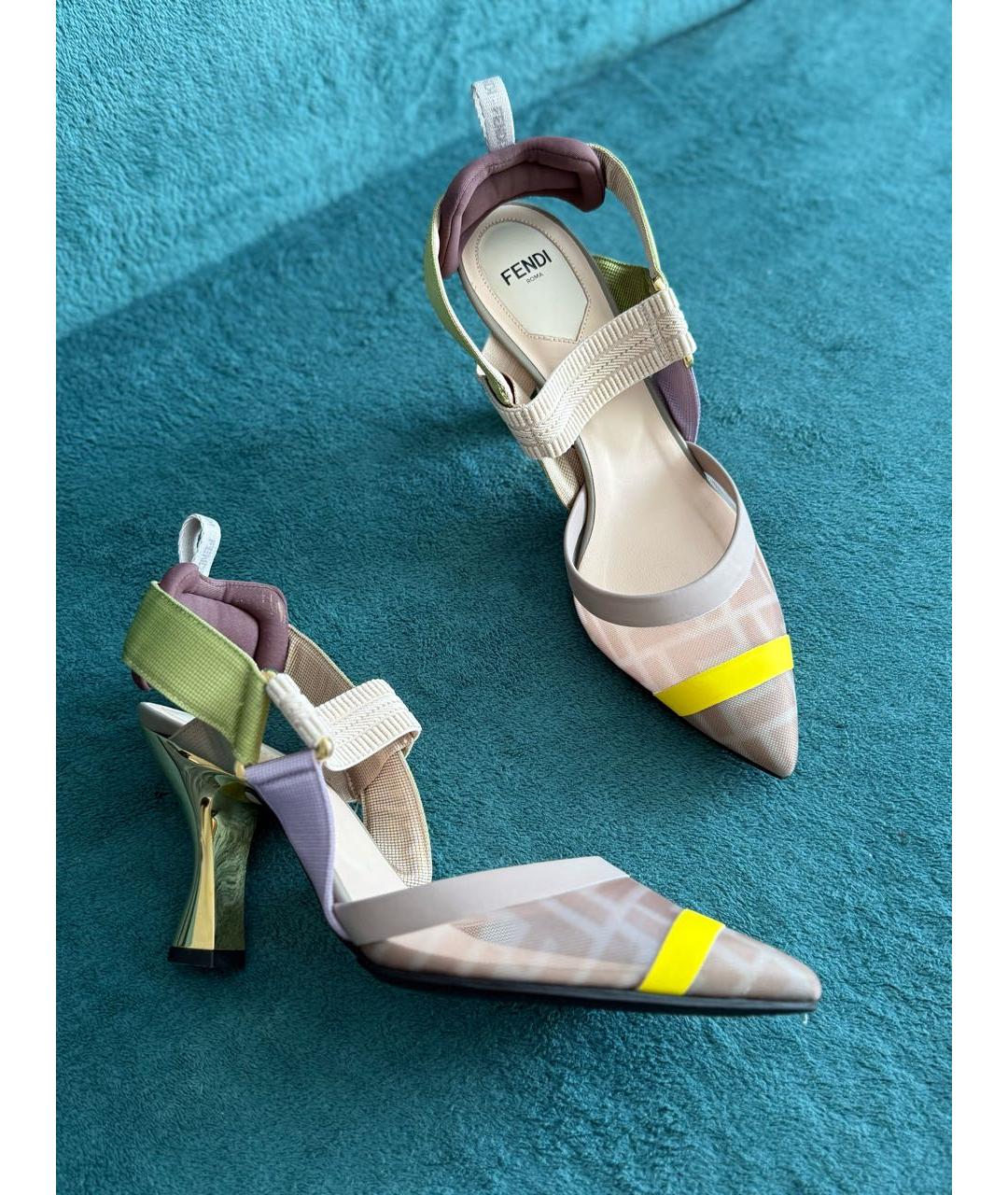 FENDI Мульти текстильные лодочки на низком каблуке, фото 7