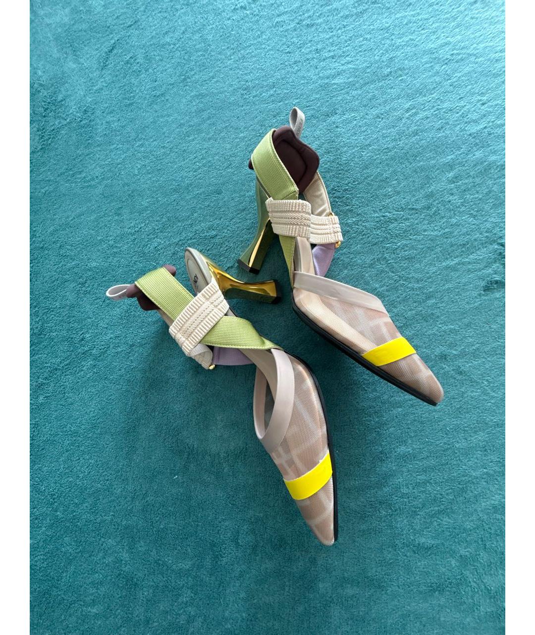 FENDI Мульти текстильные лодочки на низком каблуке, фото 8