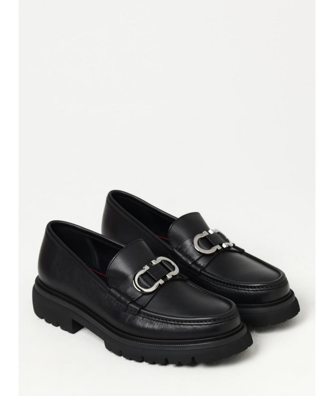 FERRAGAMO Черные кожаные лоферы, фото 2