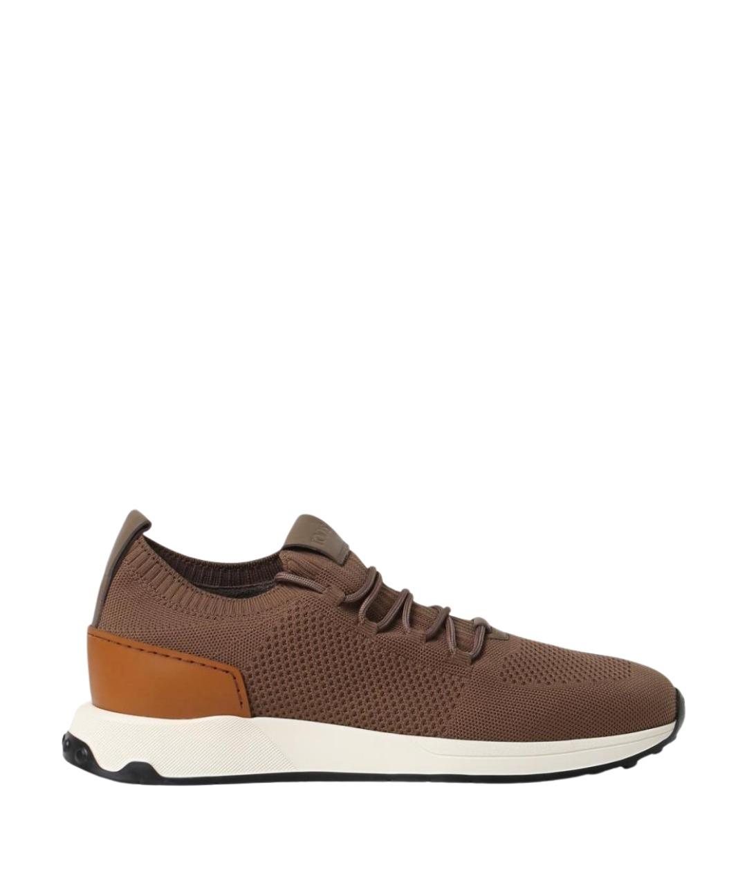 TOD'S Бежевые текстильные низкие кроссовки / кеды, фото 1