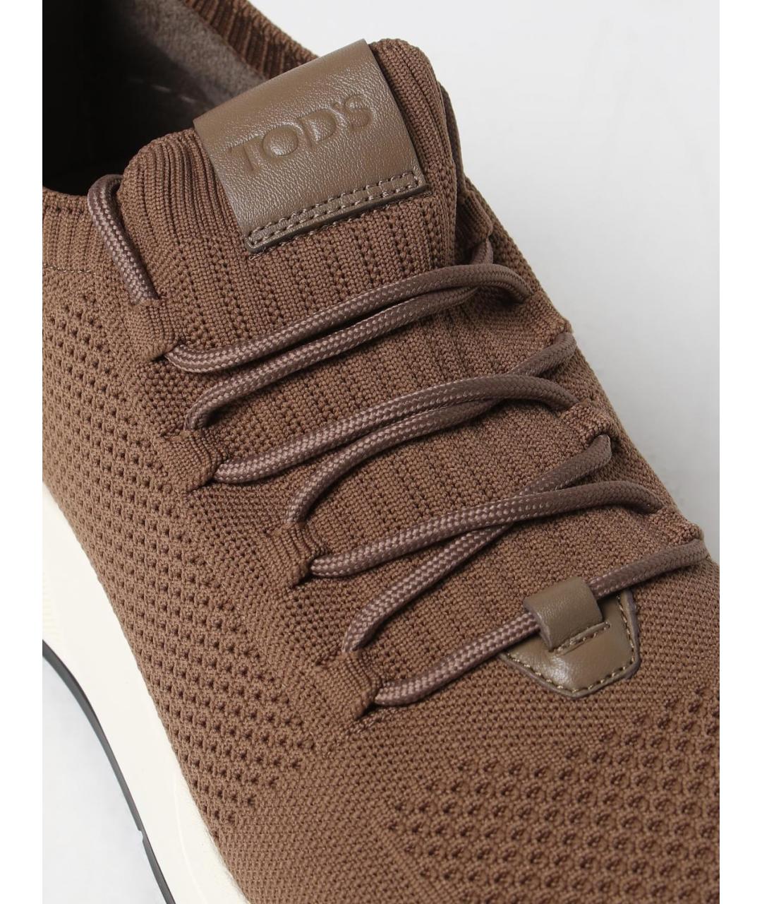 TOD'S Бежевые текстильные низкие кроссовки / кеды, фото 4