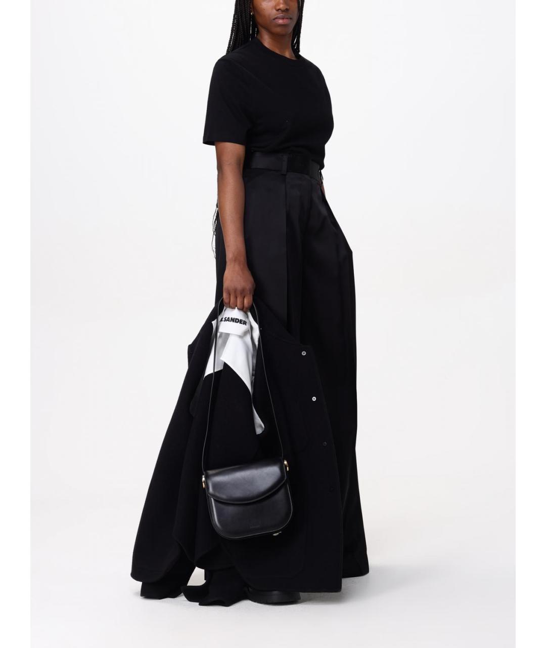 JIL SANDER Черная кожаная сумка через плечо, фото 2