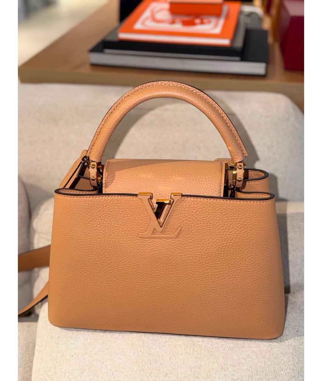 LOUIS VUITTON Бежевая кожаная сумка через плечо, фото 2
