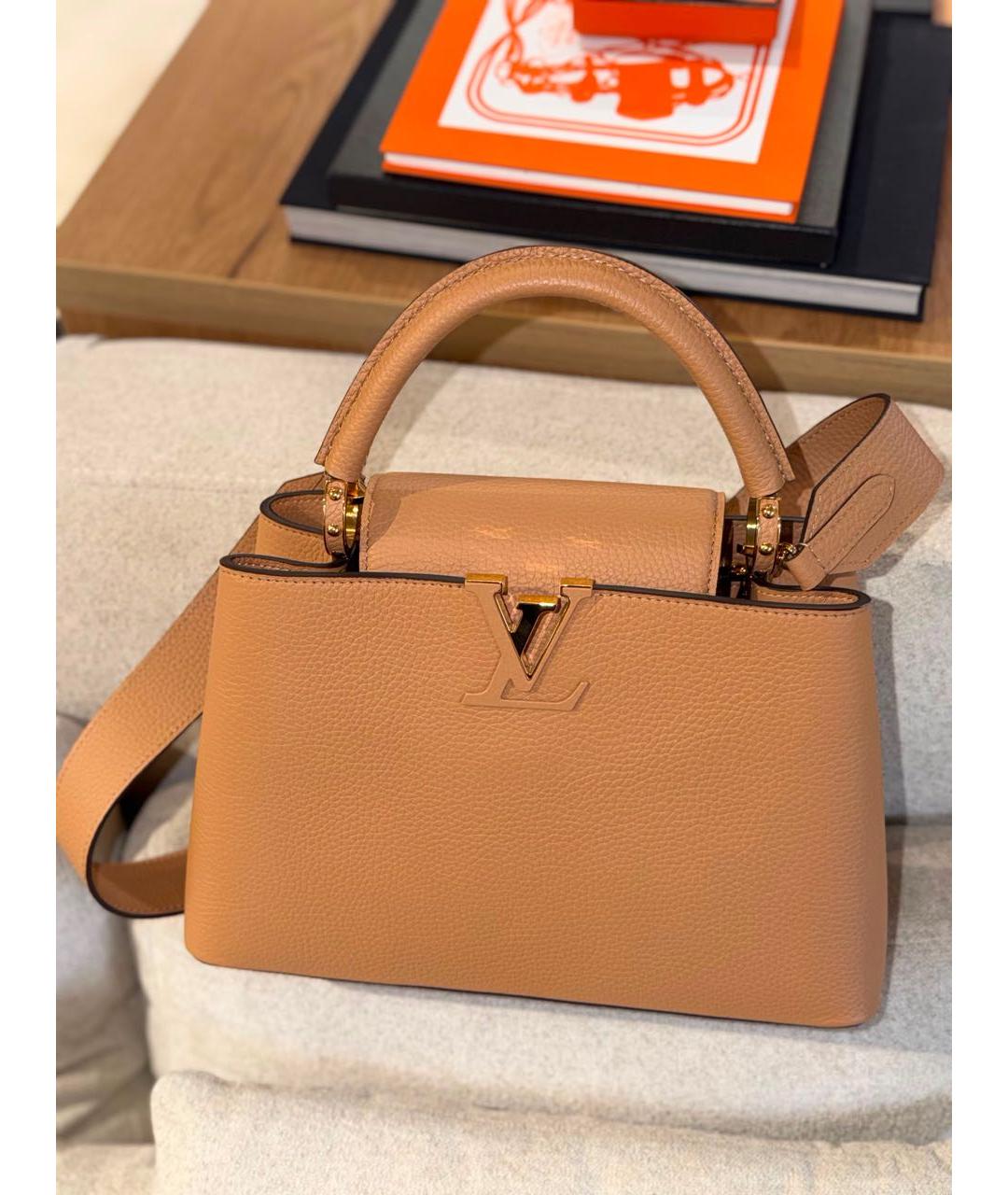 LOUIS VUITTON Бежевая кожаная сумка через плечо, фото 5