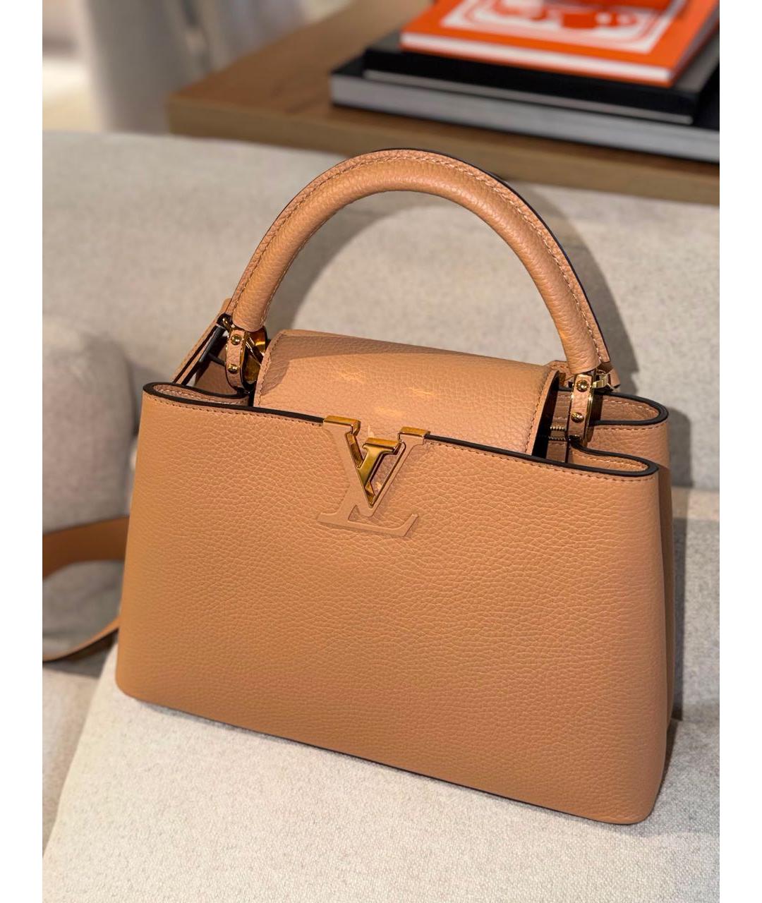 LOUIS VUITTON Бежевая кожаная сумка через плечо, фото 4
