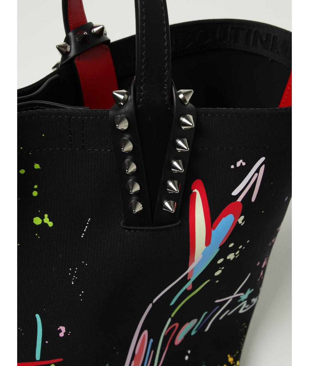 CHRISTIAN LOUBOUTIN Черная хлопковая сумка тоут, фото 3