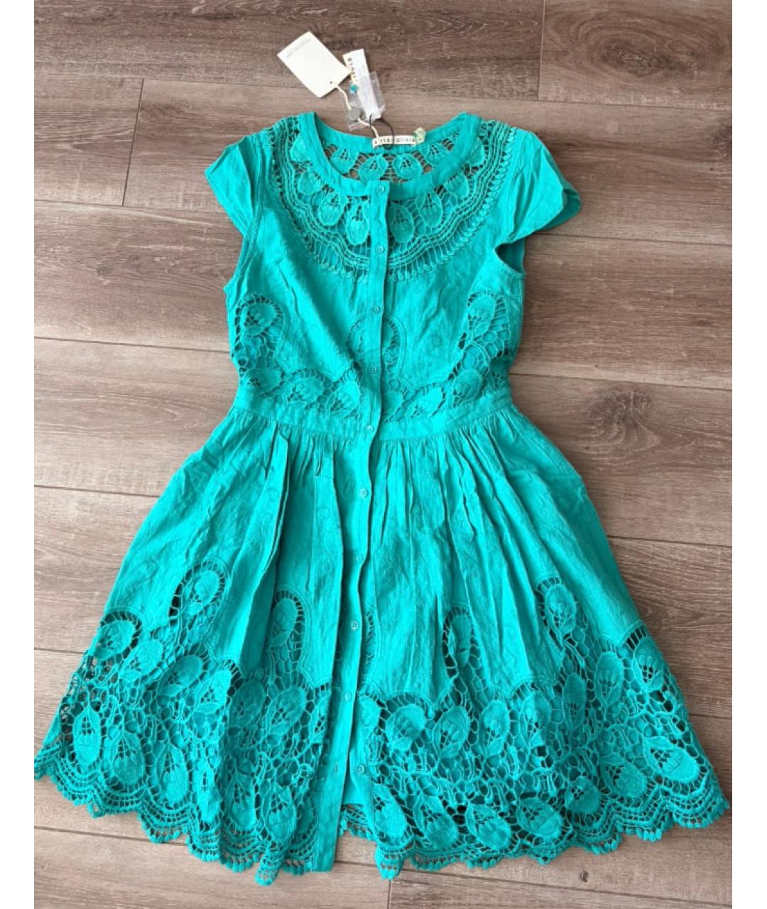 ALICE+OLIVIA Бирюзовое хлопковое повседневное платье, фото 5