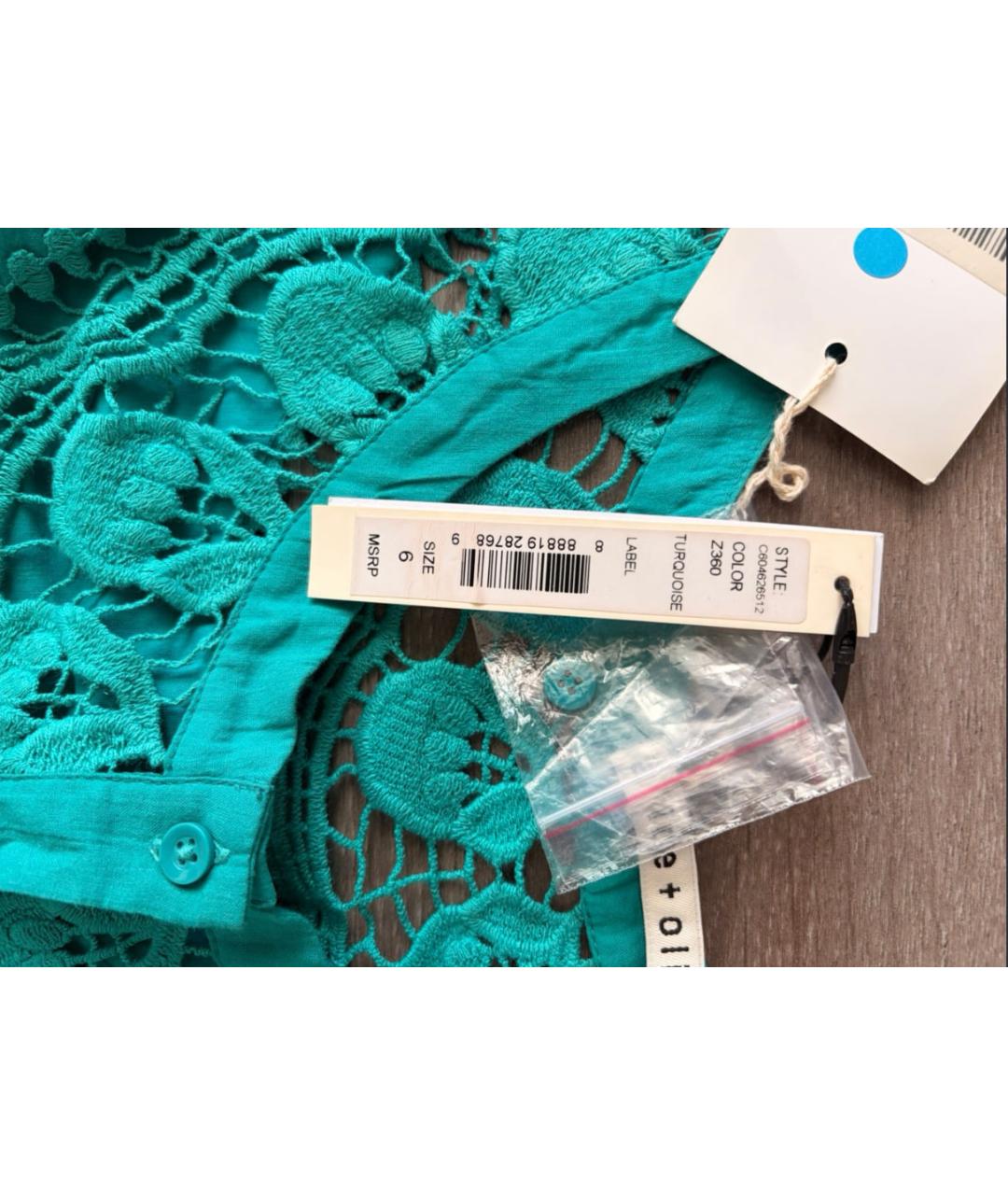 ALICE+OLIVIA Бирюзовое хлопковое повседневное платье, фото 4