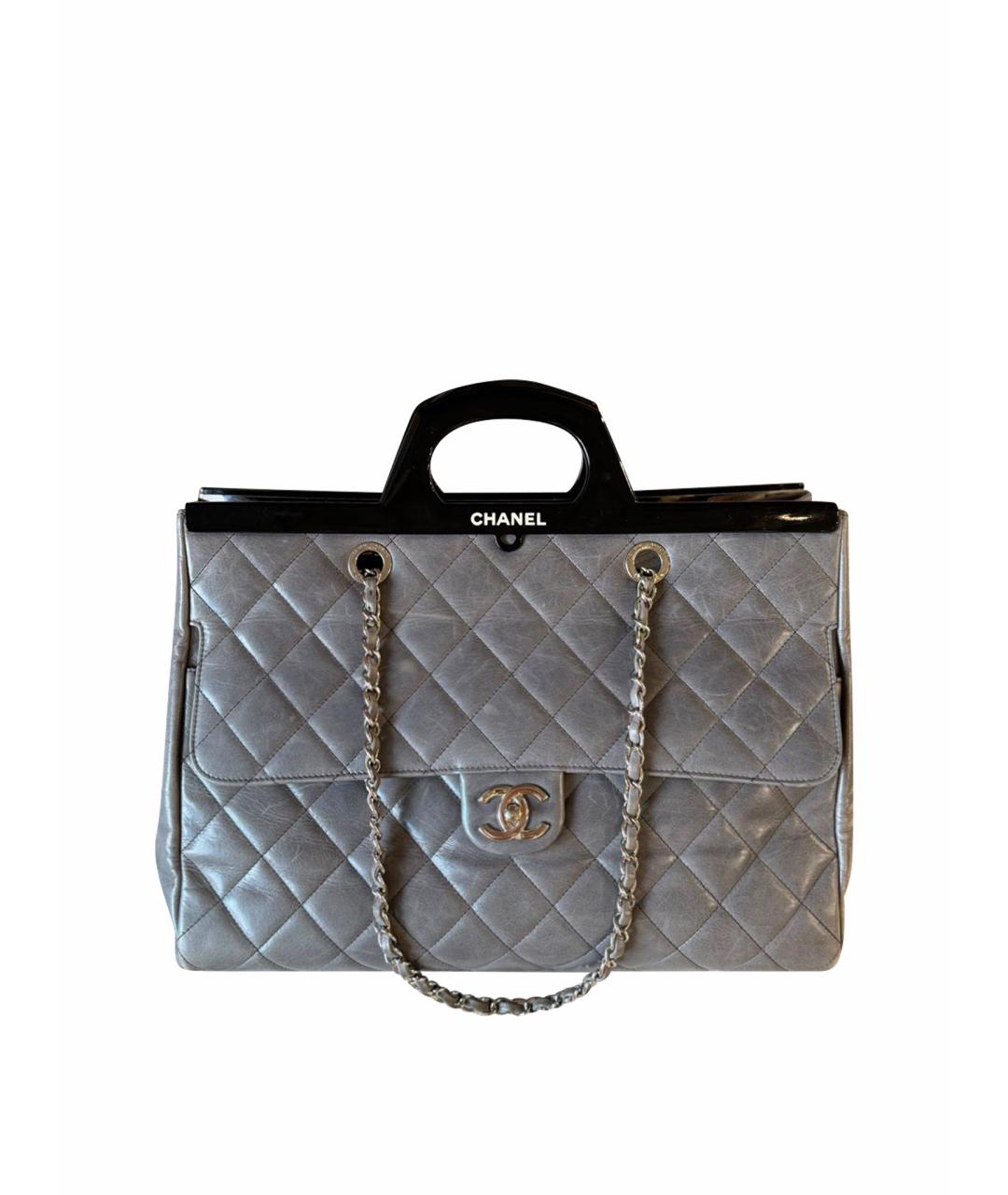 CHANEL Серая кожаная сумка тоут, фото 1