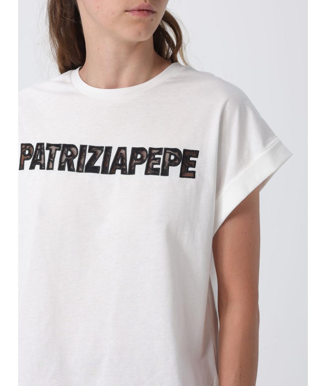 PATRIZIA PEPE Белая хлопковая футболка, фото 3
