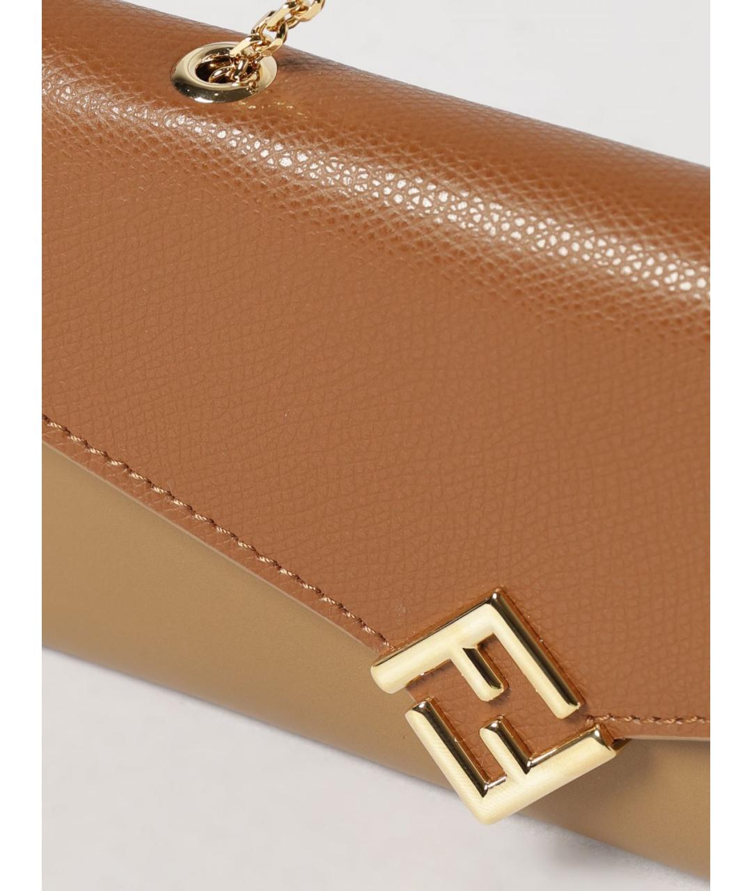 FENDI Коричневая кожаная сумка через плечо, фото 4
