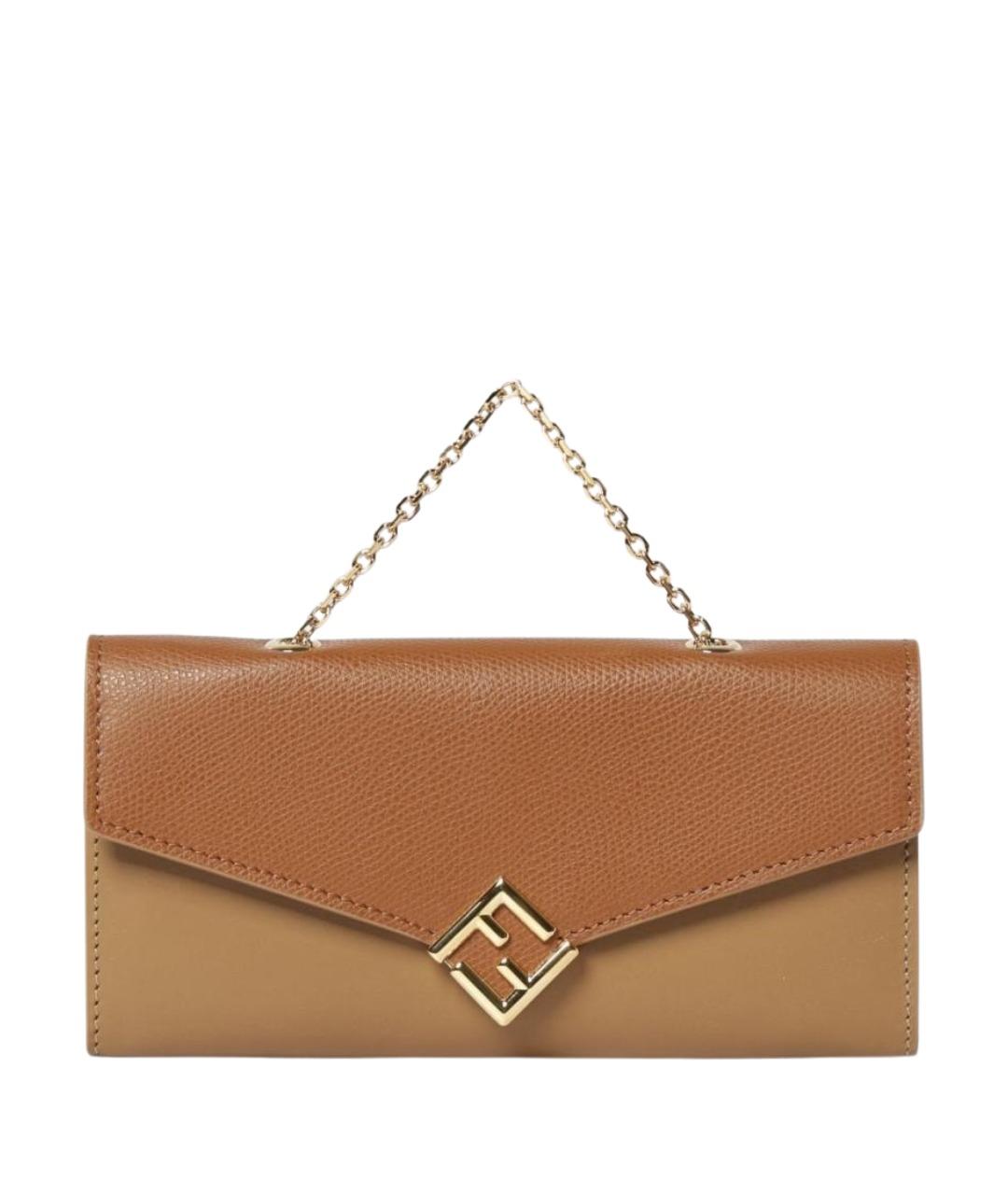 FENDI Коричневая кожаная сумка через плечо, фото 1