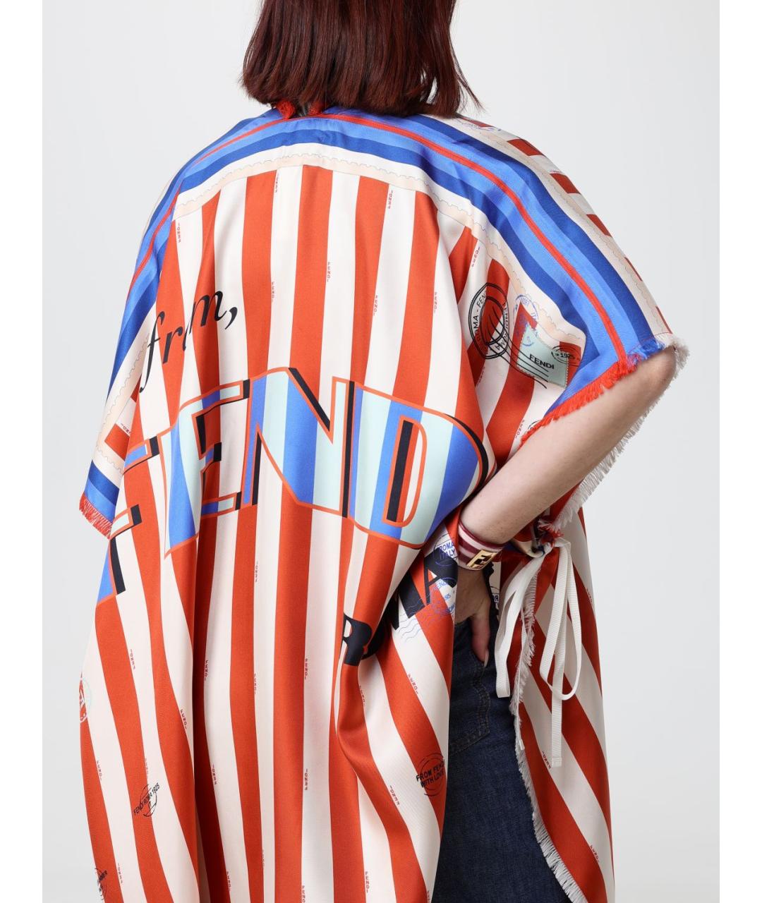 FENDI Мульти шелковая футболка, фото 5
