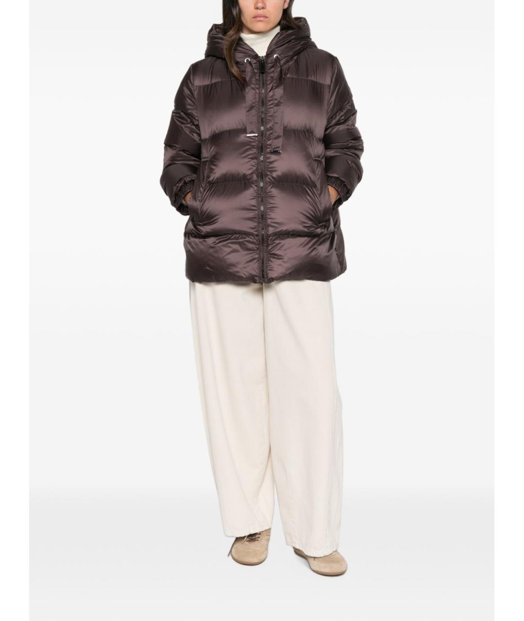 MAX MARA Коричневый полиэстеровый пуховик, фото 3