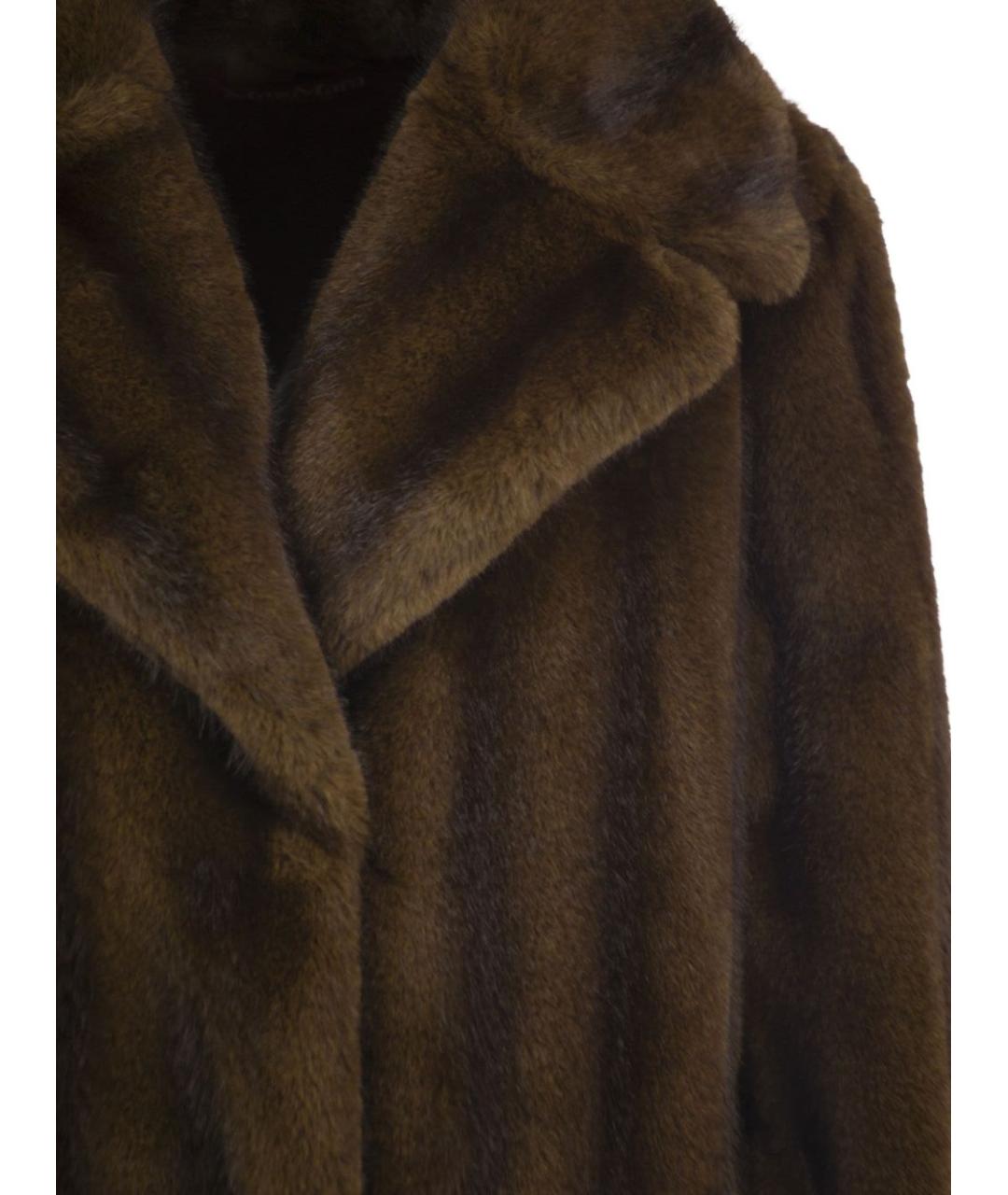MAX MARA Коричневая полиэстеровая шуба, фото 3