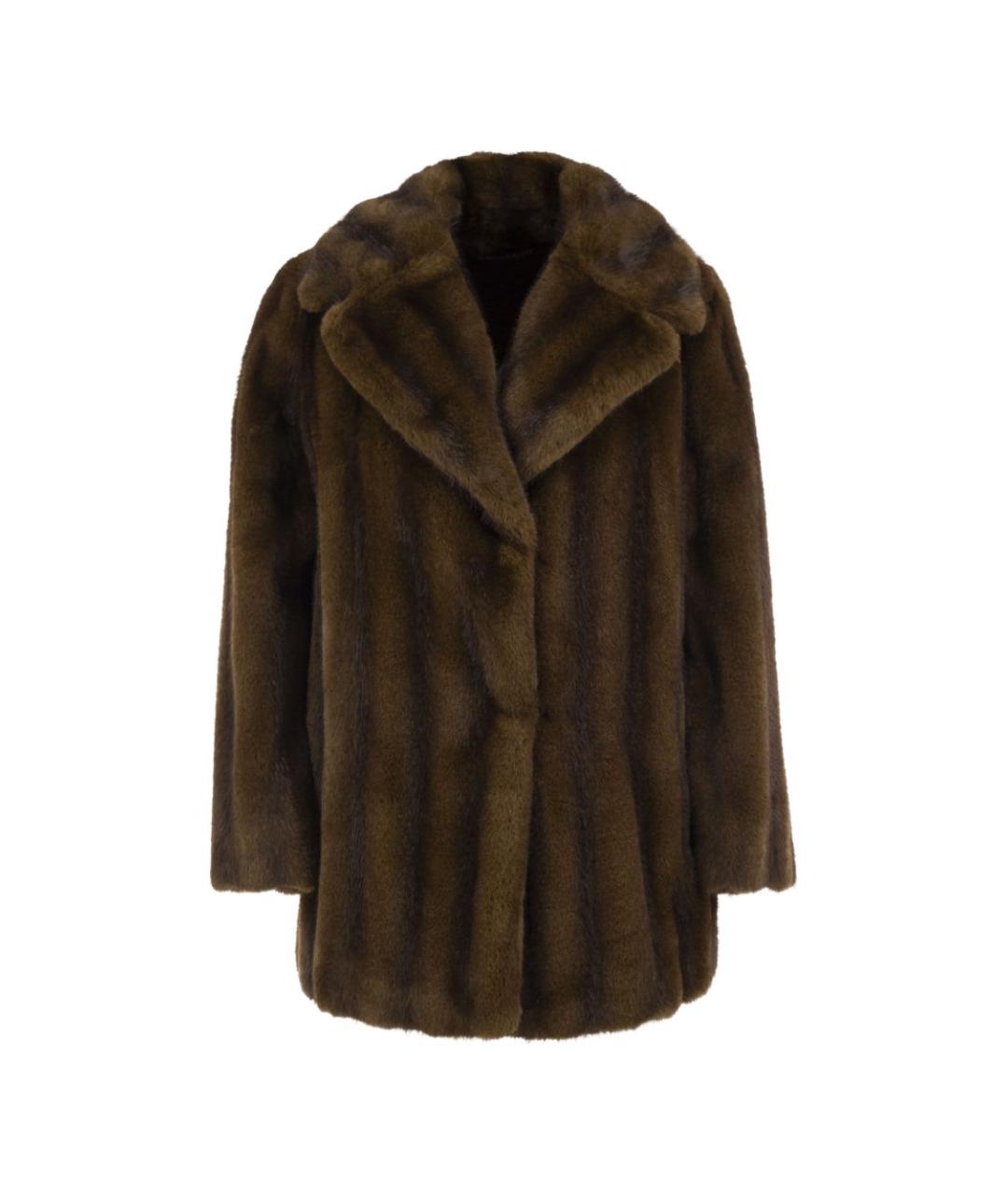 MAX MARA Коричневая полиэстеровая шуба, фото 1