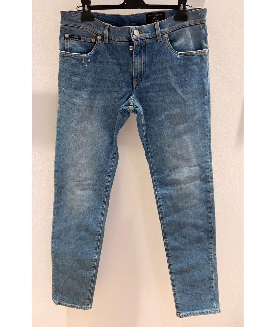 DOLCE&GABBANA Синие хлопко-эластановые джинсы скинни, фото 6