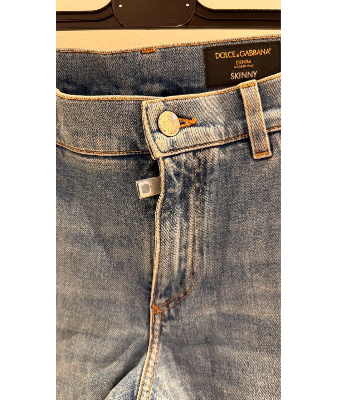 DOLCE&GABBANA Синие хлопко-эластановые джинсы скинни, фото 3