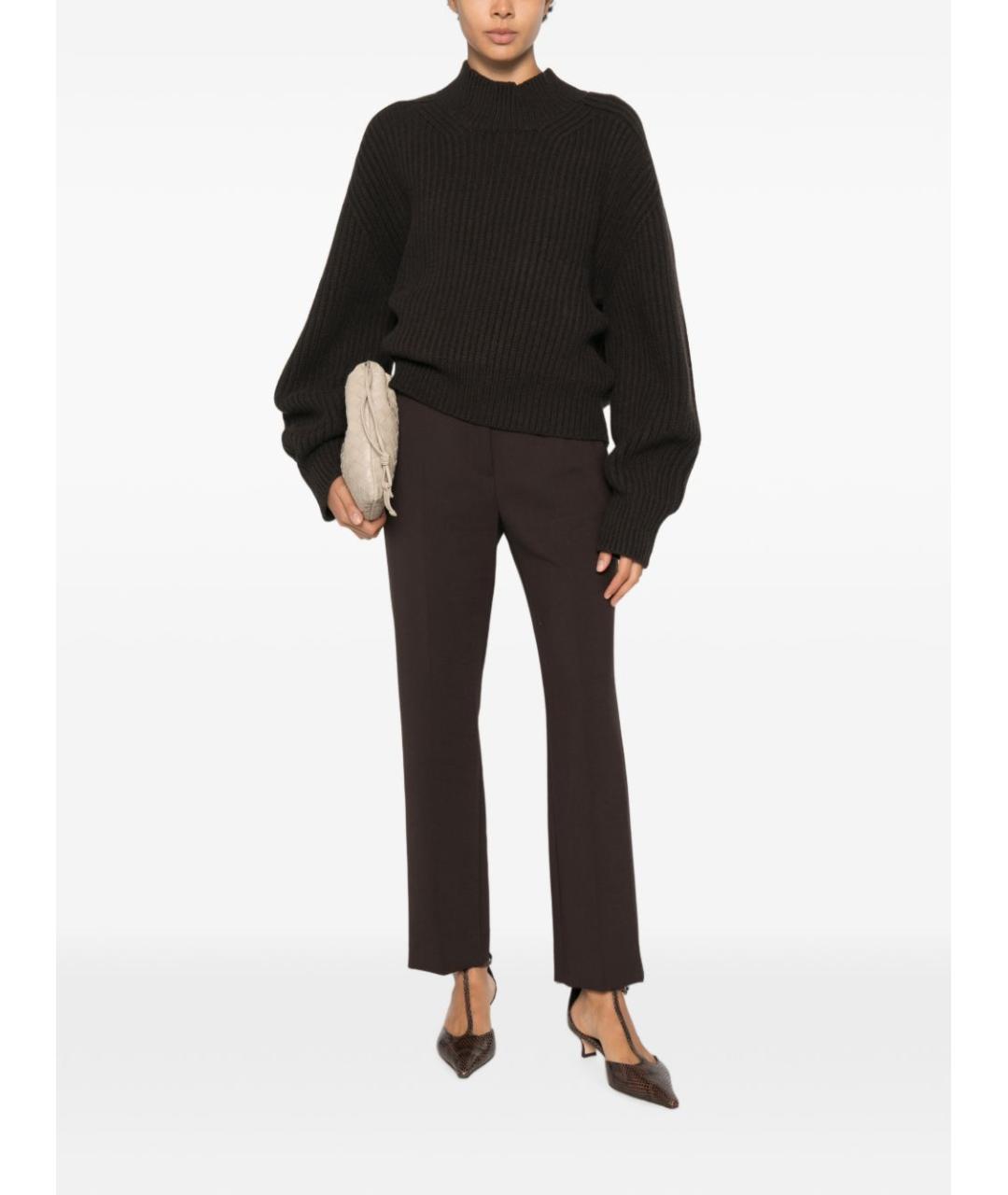 MAX MARA Коричневые шерстяные прямые брюки, фото 3