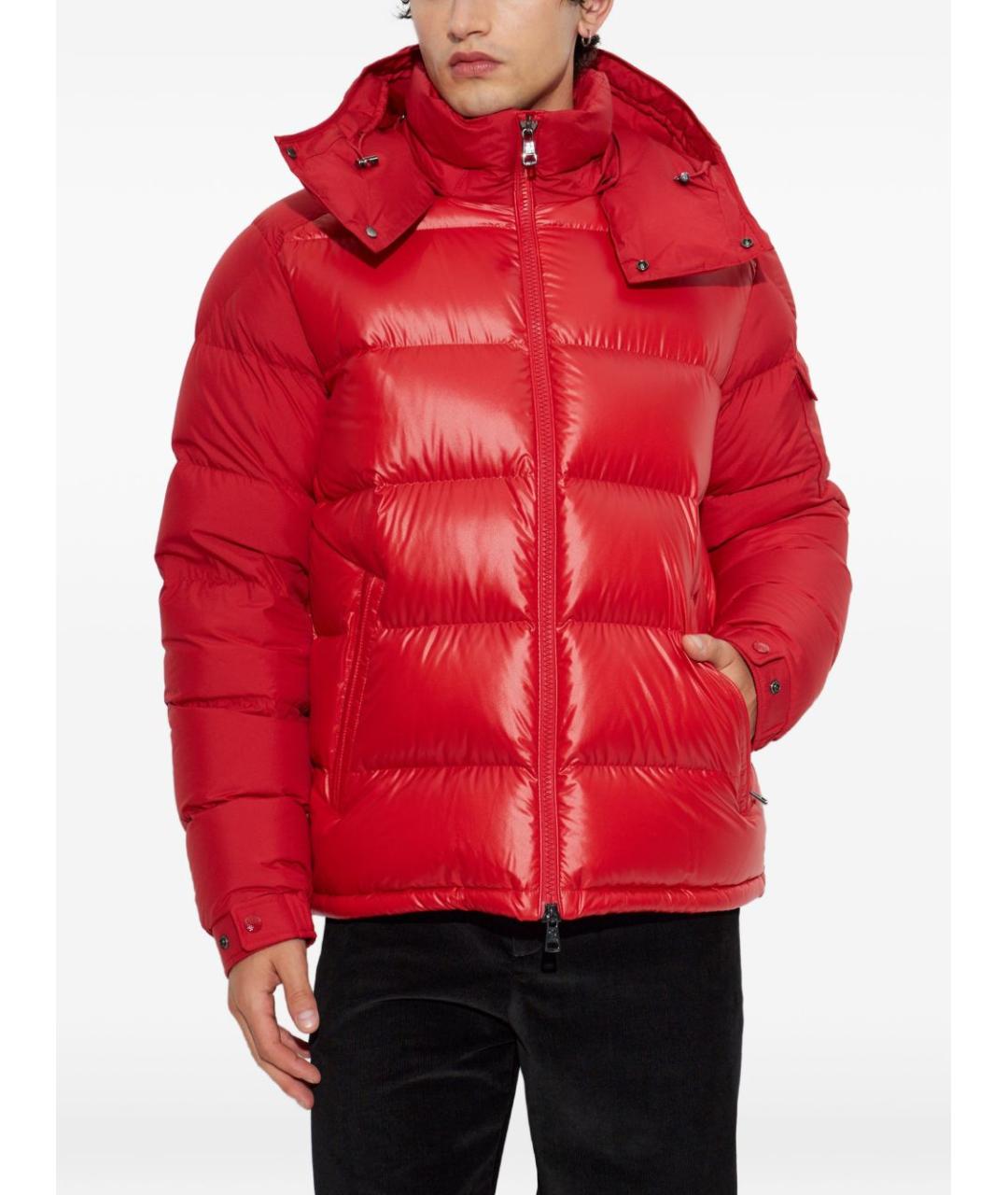 MONCLER Красный полиэстеровый пуховик, фото 2