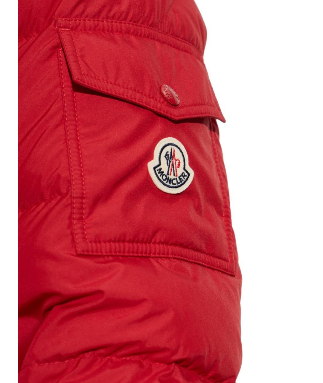 MONCLER Красный полиэстеровый пуховик, фото 3