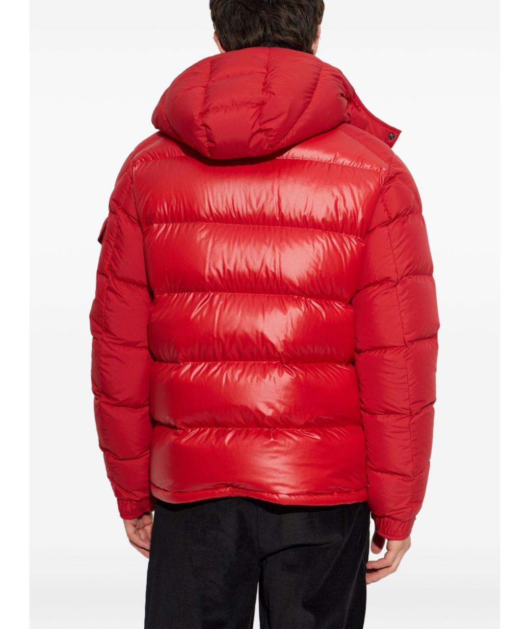 MONCLER Красный полиэстеровый пуховик, фото 4