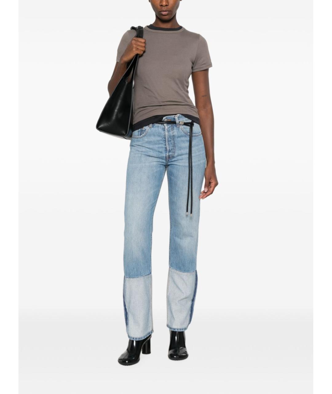 MM6 MAISON MARGIELA Голубые хлопковые прямые джинсы, фото 3