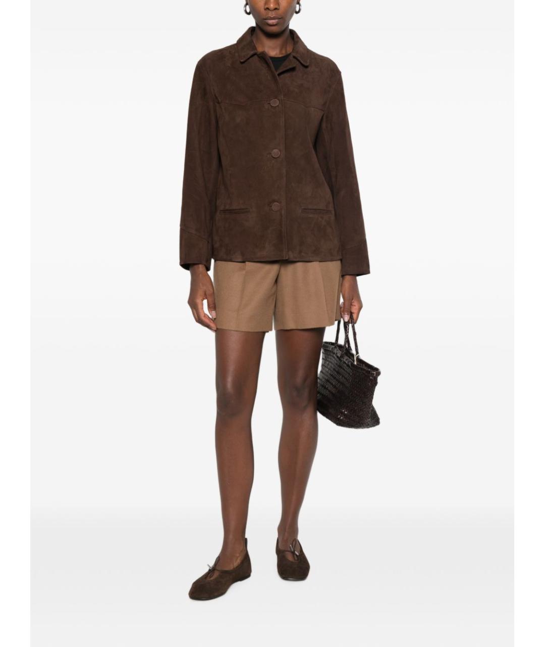 MAX MARA Коричневые шерстяные шорты, фото 2