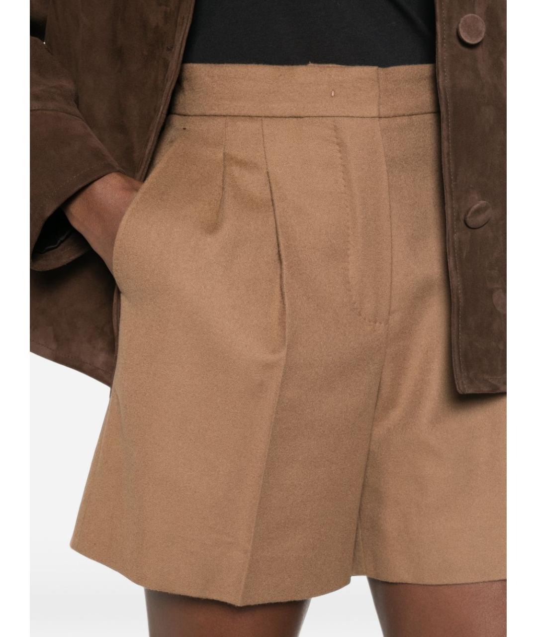 MAX MARA Коричневые шерстяные шорты, фото 3