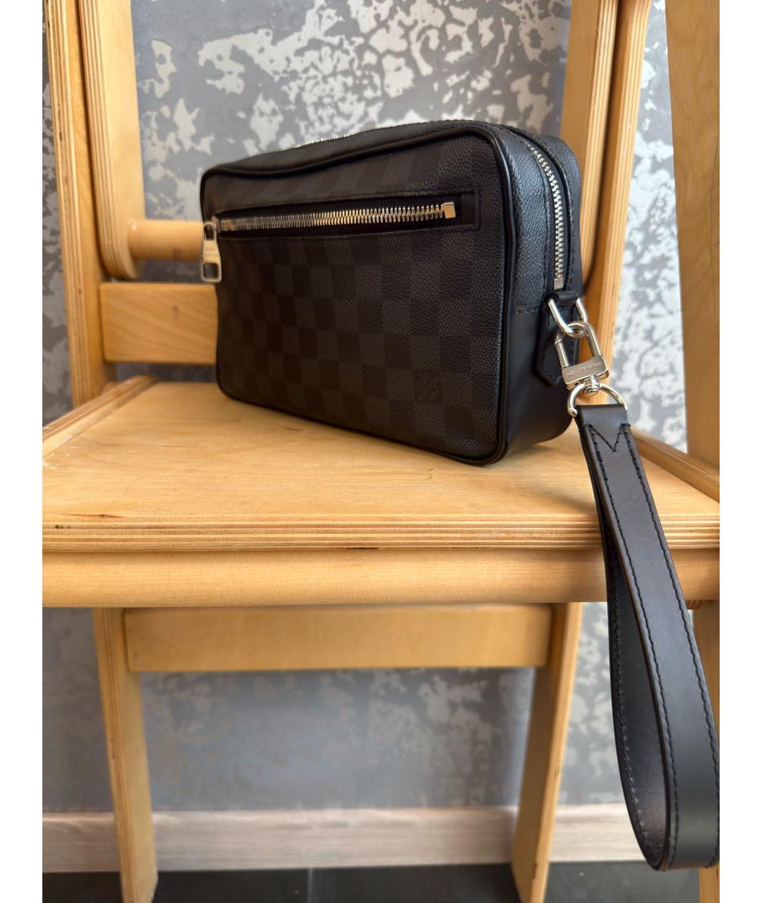 LOUIS VUITTON Антрацитовая барсетка из канвы, фото 2