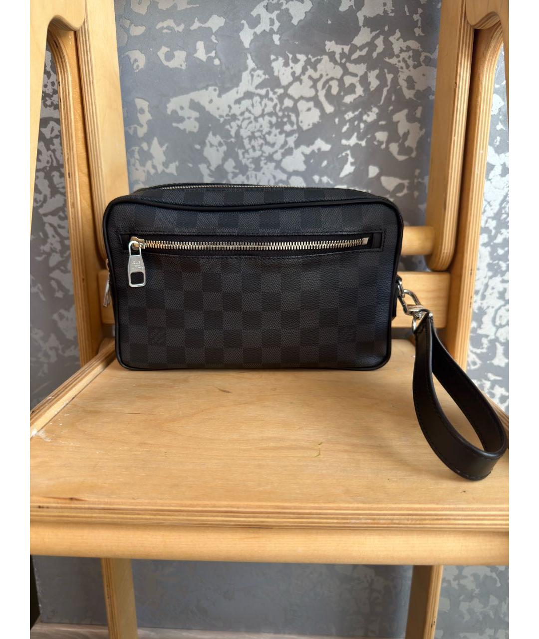 LOUIS VUITTON Антрацитовая барсетка из канвы, фото 7