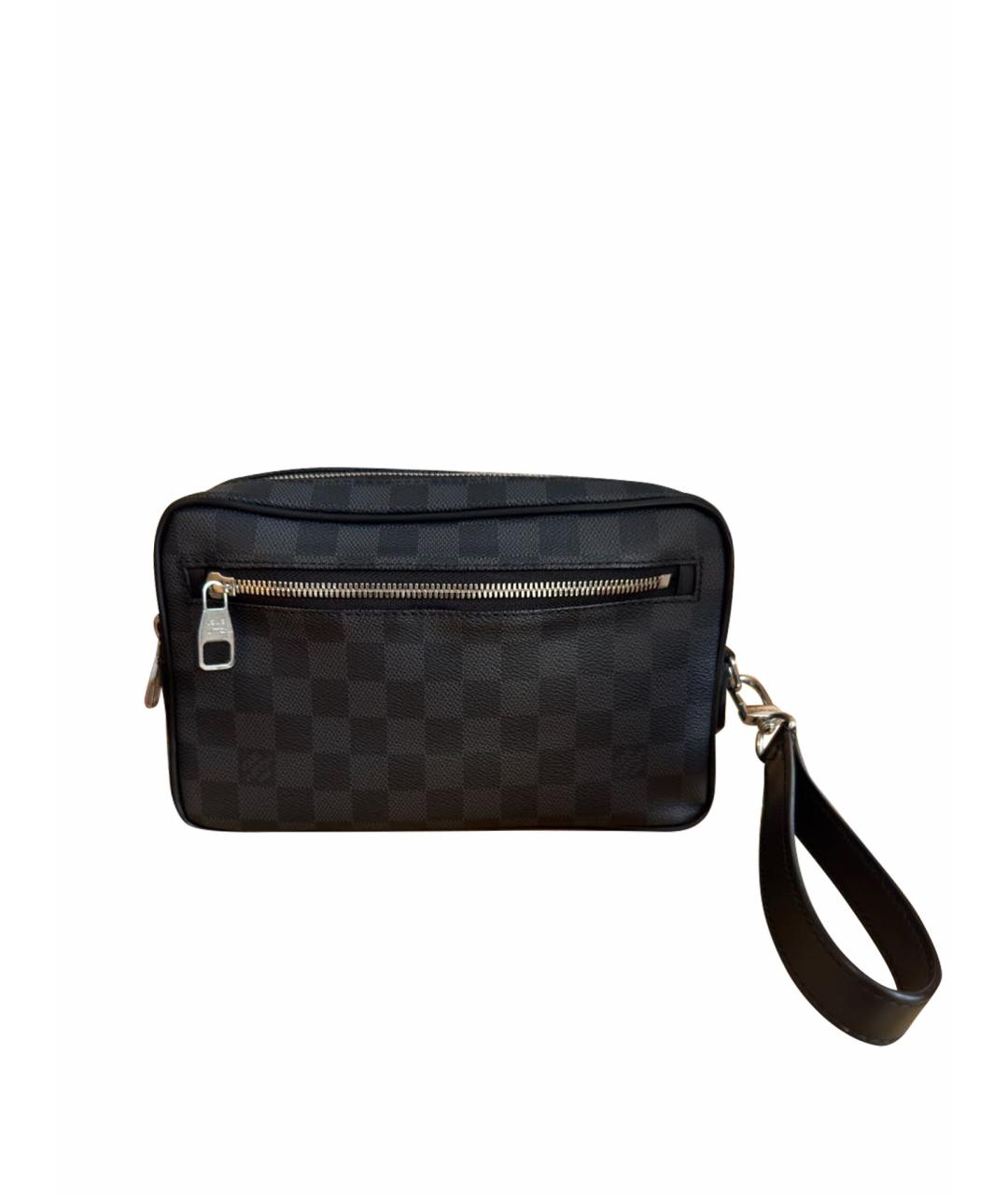 LOUIS VUITTON Антрацитовая барсетка из канвы, фото 1