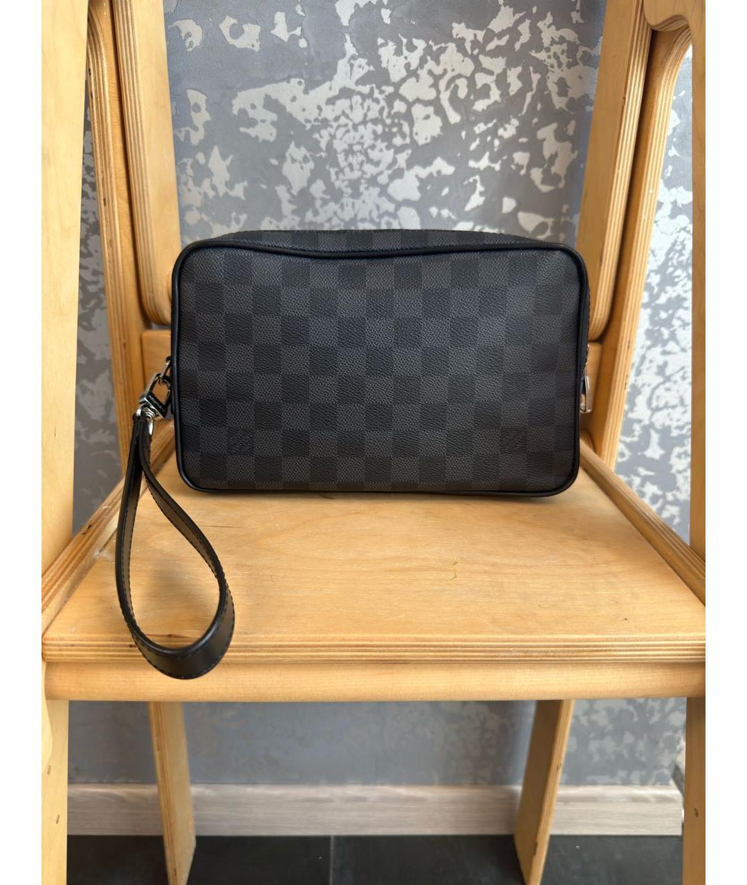 LOUIS VUITTON Антрацитовая барсетка из канвы, фото 3