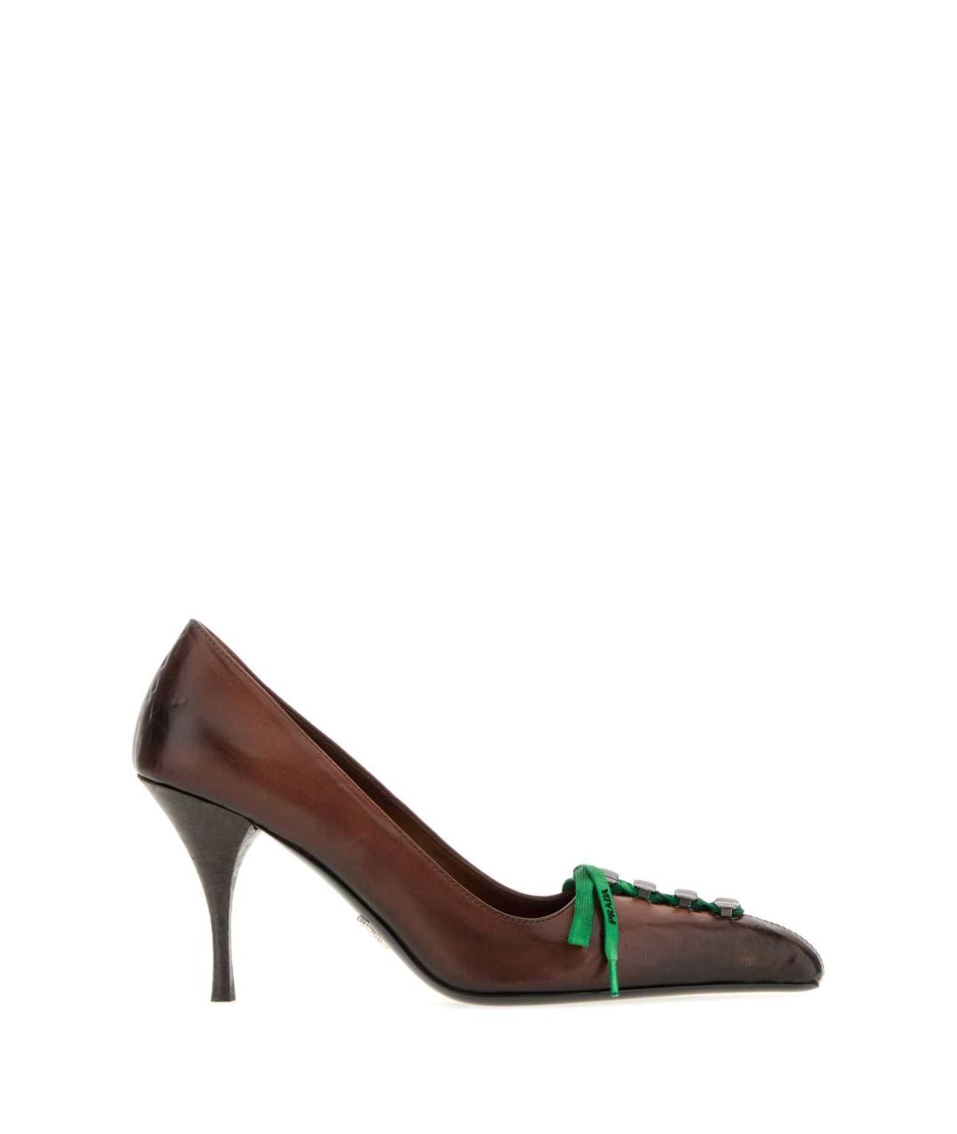 PRADA Коричневые кожаные туфли, фото 1