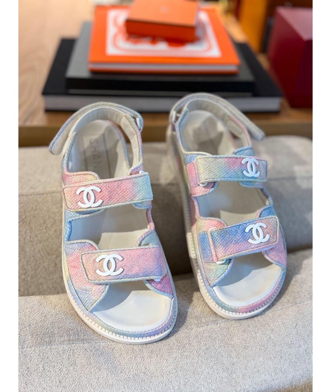 CHANEL Мульти текстильные сандалии, фото 2