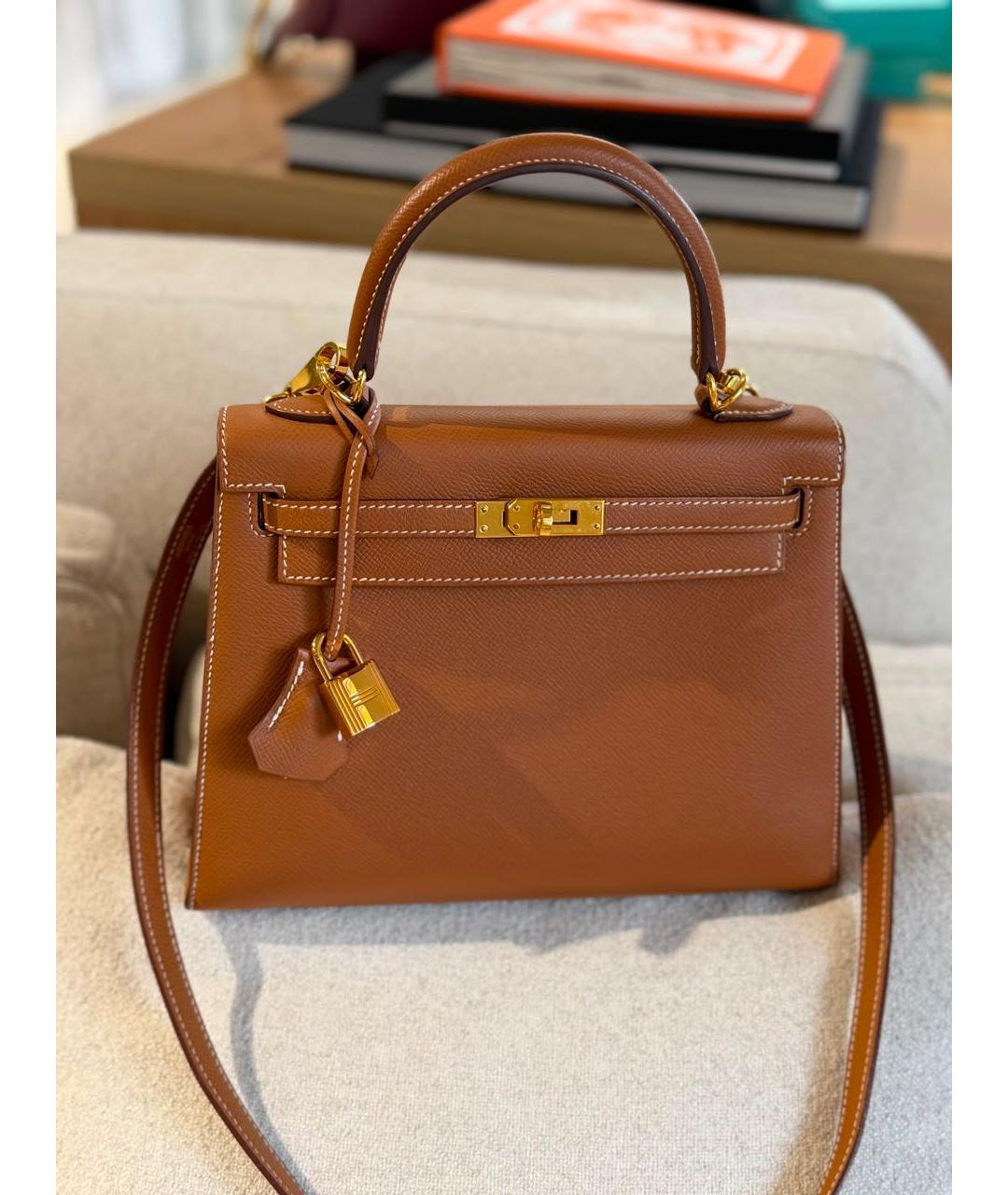 HERMES Коричневая кожаная сумка через плечо, фото 4