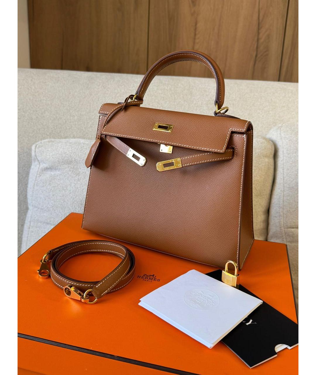 HERMES Коричневая кожаная сумка через плечо, фото 2