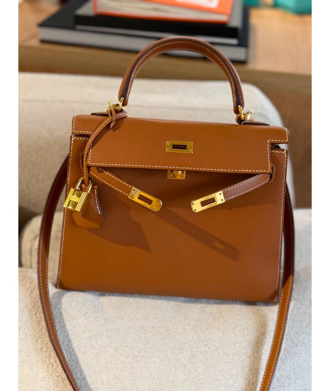 HERMES Коричневая кожаная сумка через плечо, фото 7