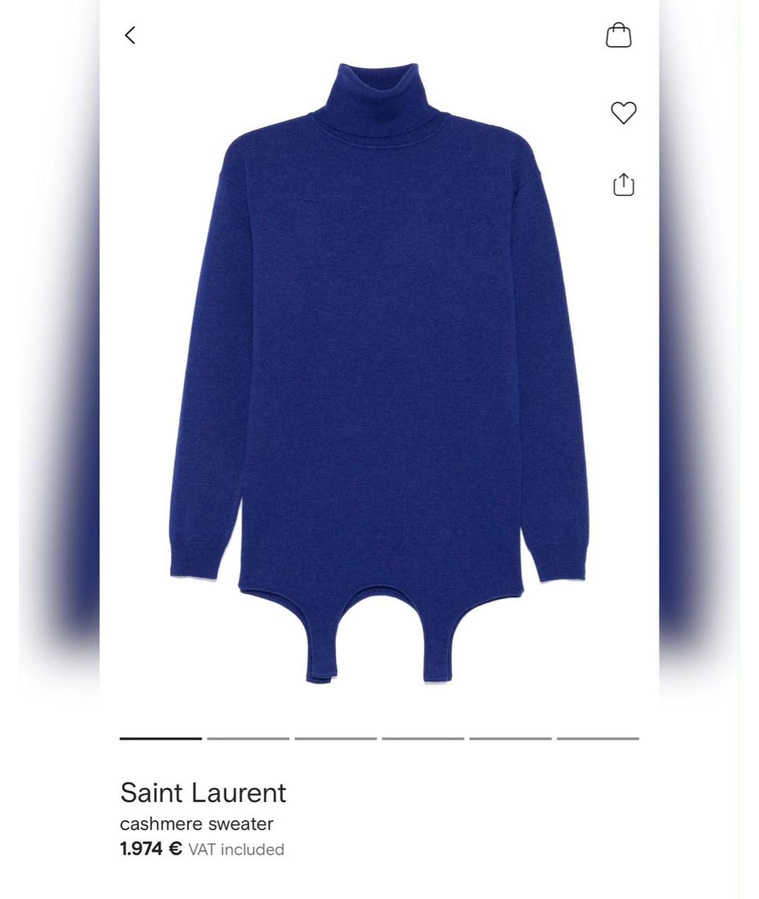 SAINT LAURENT Черный кашемировый джемпер / свитер, фото 4