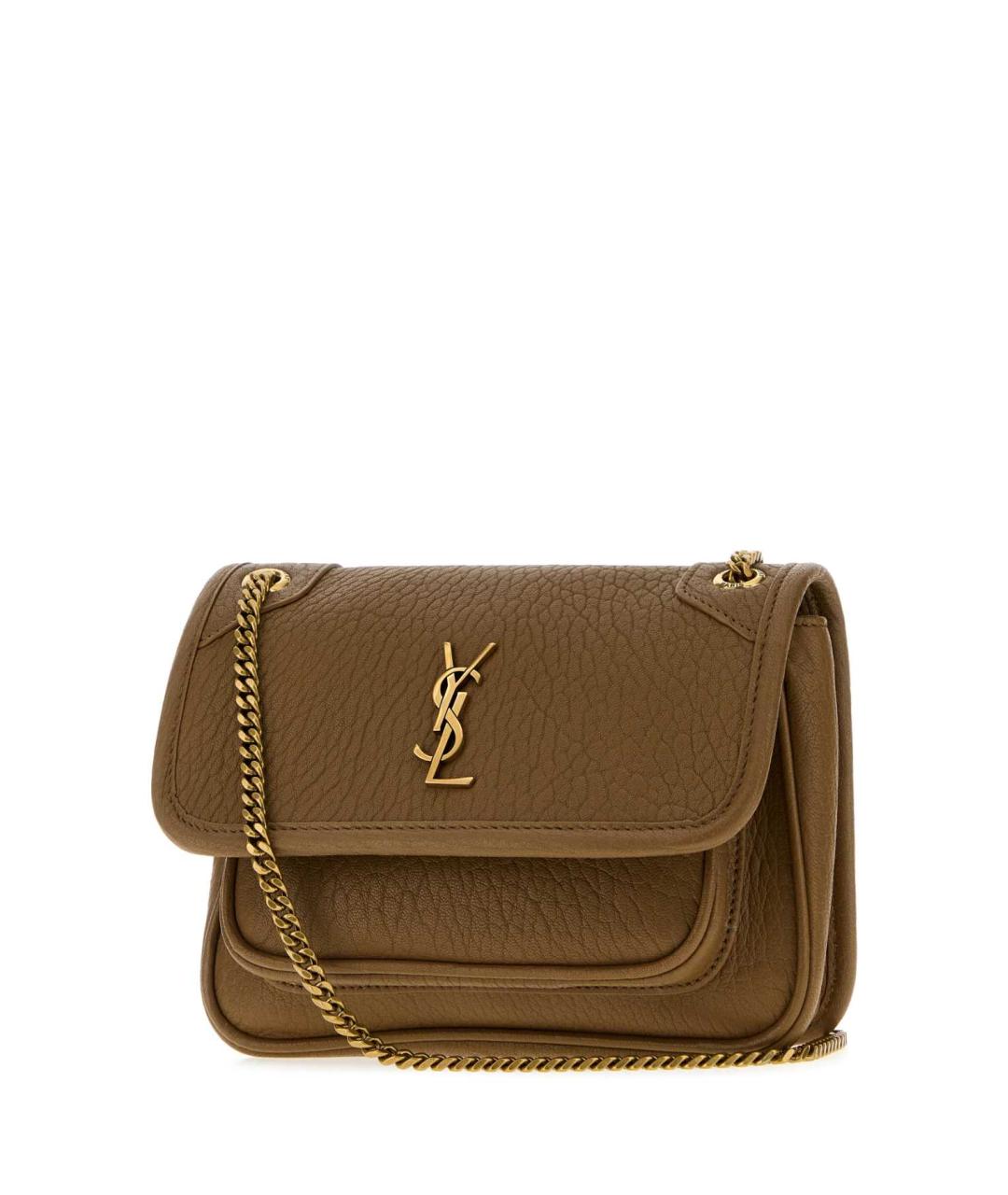 SAINT LAURENT Коричневая кожаная сумка через плечо, фото 2