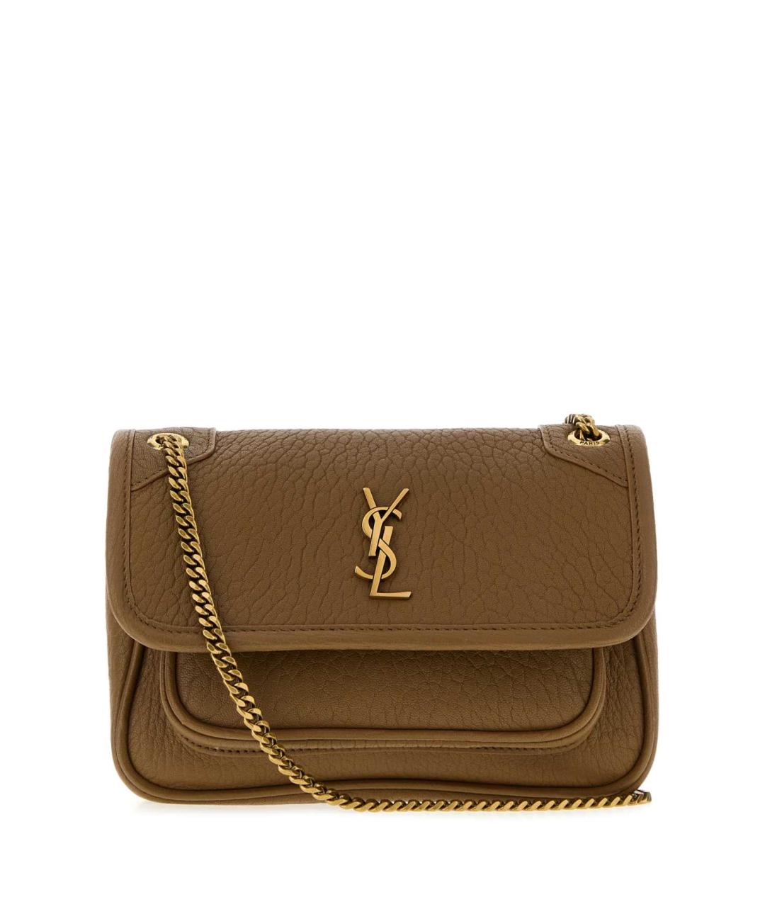 SAINT LAURENT Коричневая кожаная сумка через плечо, фото 1