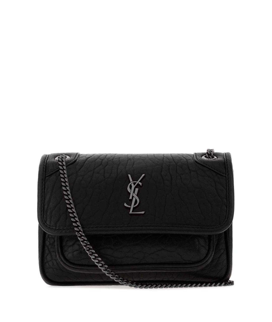 SAINT LAURENT Черная кожаная сумка через плечо, фото 1