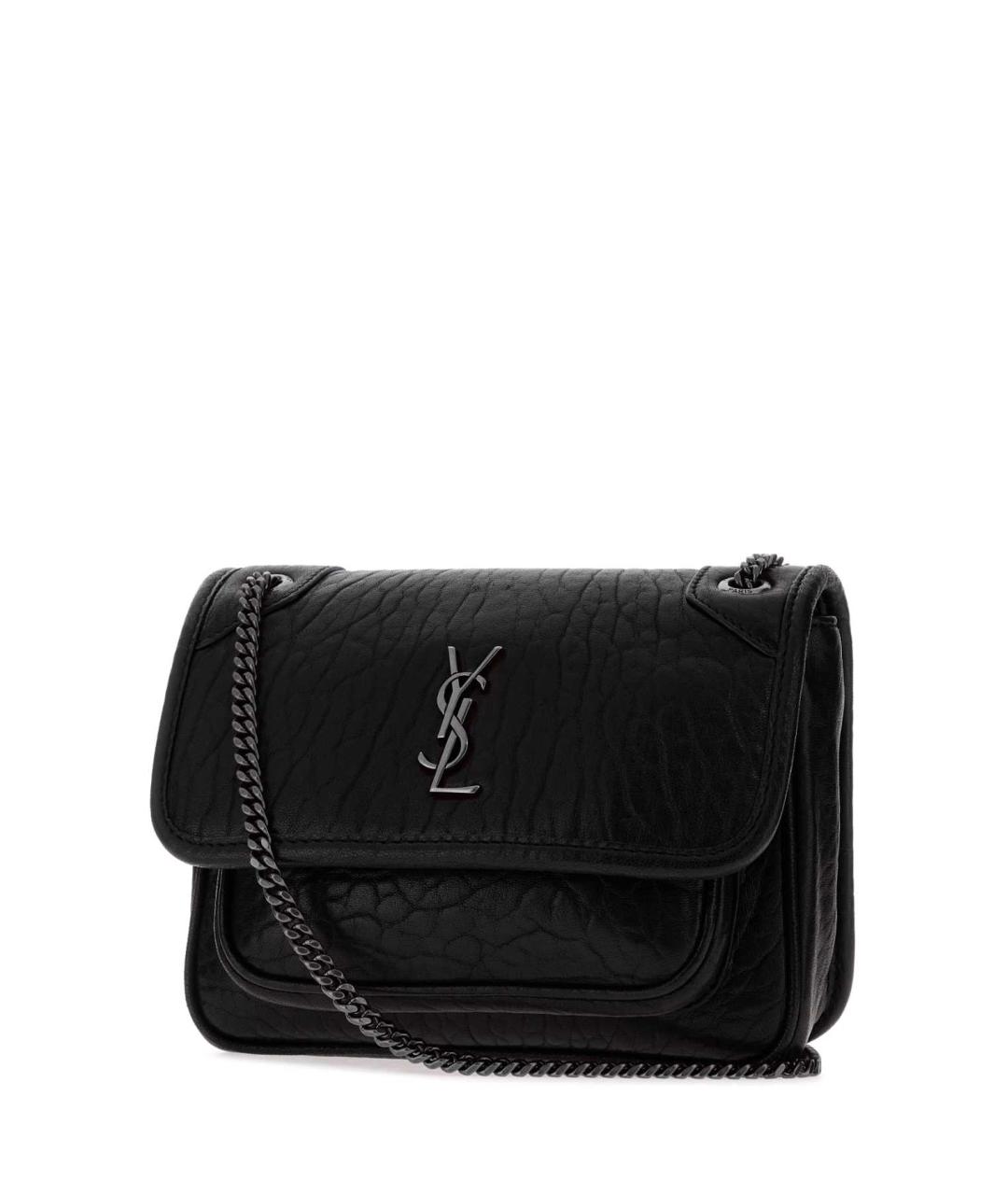 SAINT LAURENT Черная кожаная сумка через плечо, фото 2