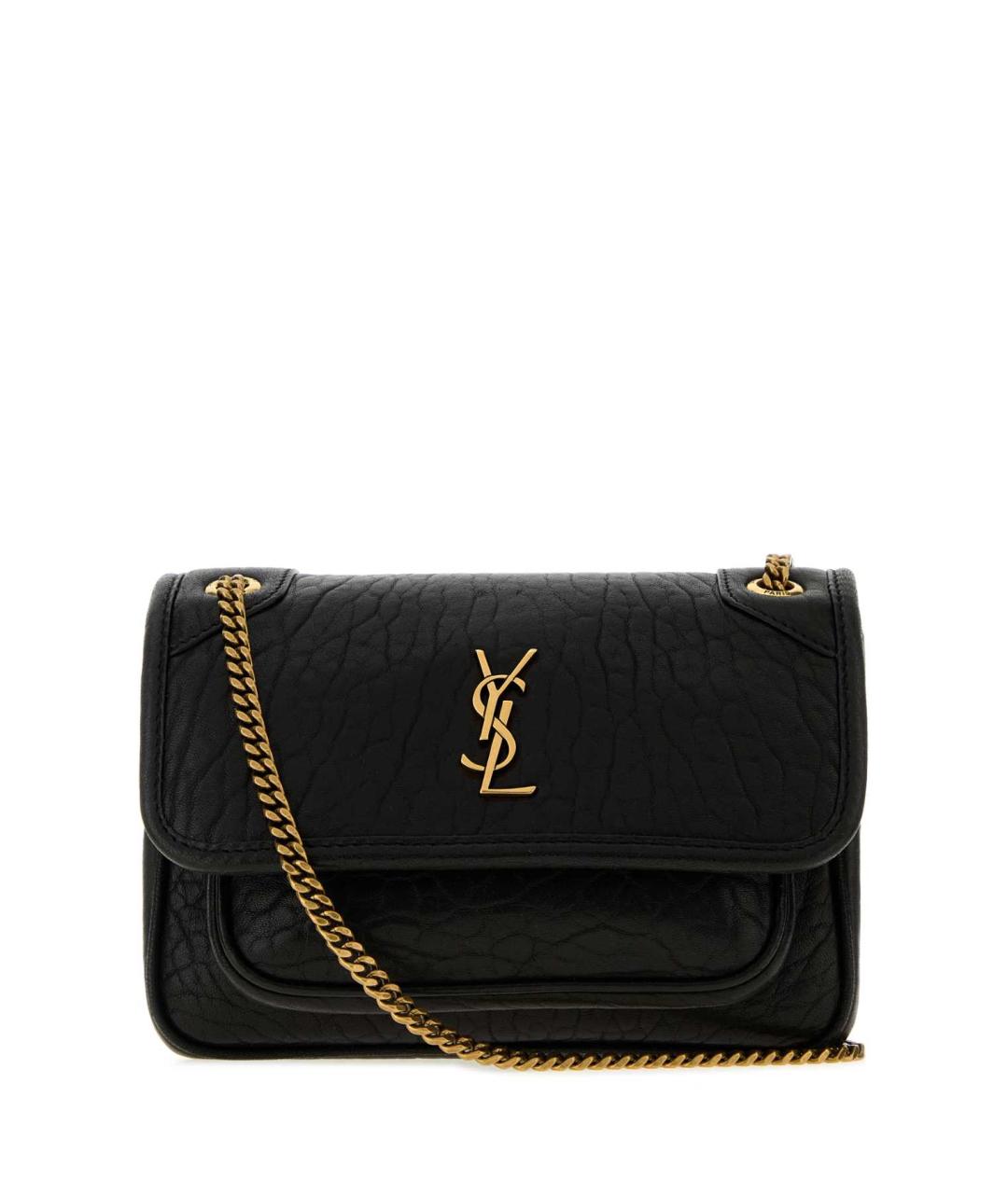 SAINT LAURENT Черная кожаная сумка через плечо, фото 1